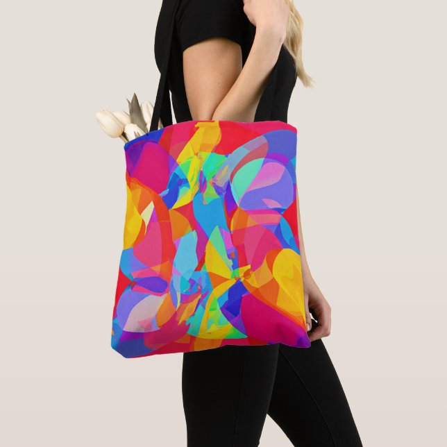 Lively Colourful Pattern Magic Tote Bag (Close Up)