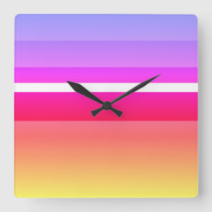 Lively Colours Familiar Horizontal Rectangles Square Wall Clock