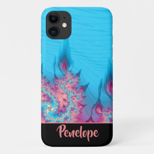 Lively Coral Reef Fractal Ocean Abstract with Name iPhone 11 Case