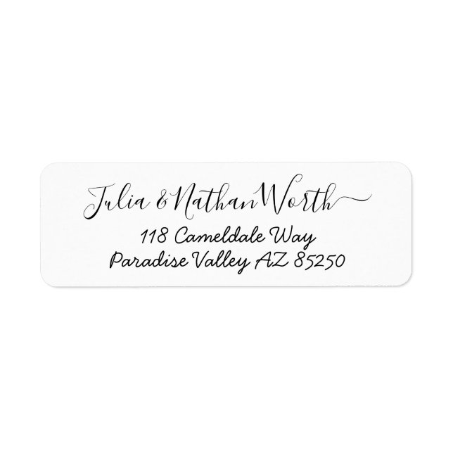 Lively Font Calligraphy Script Return Address Return Address Label (Front)