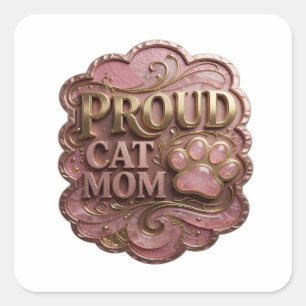 Lively Gold PROUD CAT MOM Sticker Design