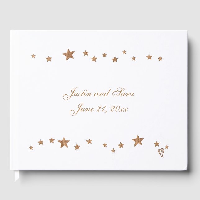 Lively Gold Stars Border Personalised Guest Book (Front)