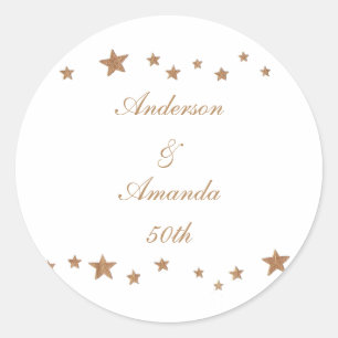 Lively Gold Stars Personalised Anniversary Sticker