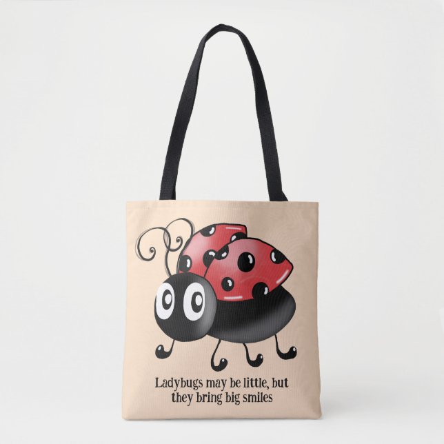 Lively Ladybugs on Red Tote Bag - Perfect Gift (Front)