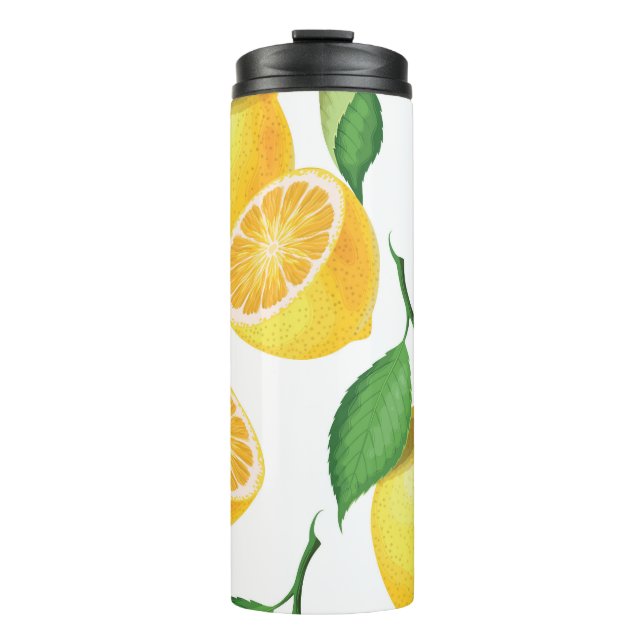 Lively Lemon: Fresh Seamless Pattern Thermal Tumbler (Front)