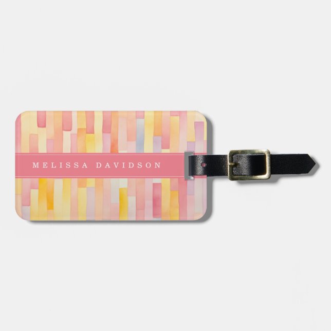 Lively Lines Background Luggage Tag (Front Horizontal)