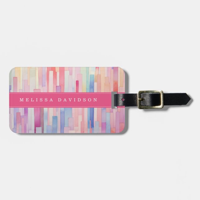 Lively Lines Background Luggage Tag (Front Horizontal)