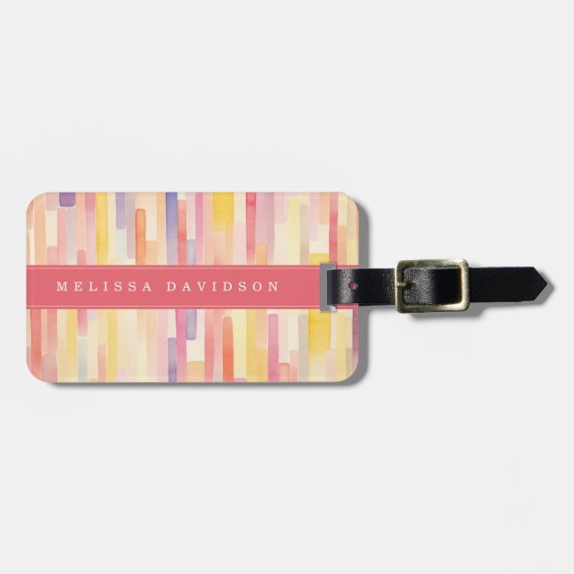 Lively Lines Background Luggage Tag (Front Horizontal)