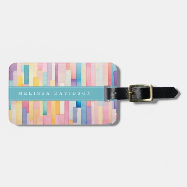 Lively Lines Background Luggage Tag (Front Horizontal)