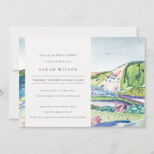 Lively Mountain Scape Blush Bridal Shower Invite