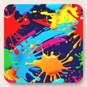 Lively Neon Paint in Fluid Expression Coaster