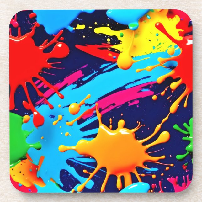 Lively Neon Paint in Fluid Expression Coaster (Front)