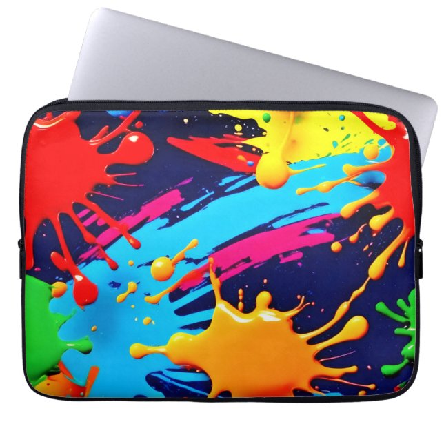 Lively Neon Paint in Fluid Expression Laptop Sleeve (Front)