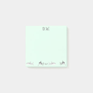 Lively Ocean Sharks Green Illustration Post-it Notes