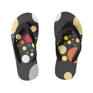 Lively Orange Scattered Random Sizes Circles Kid's Thongs