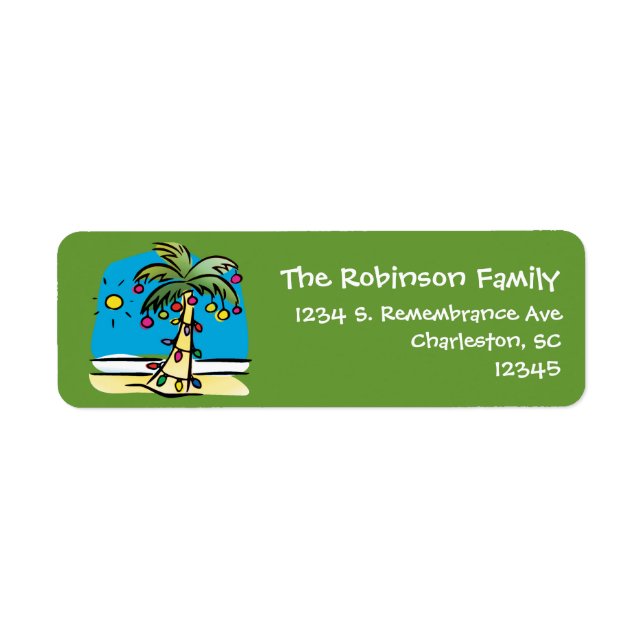 Lively Palm Christmas Return Address Label (Front)