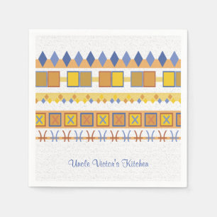 Lively Pattern Uncle's Kitchen Blue Symbols Napkin