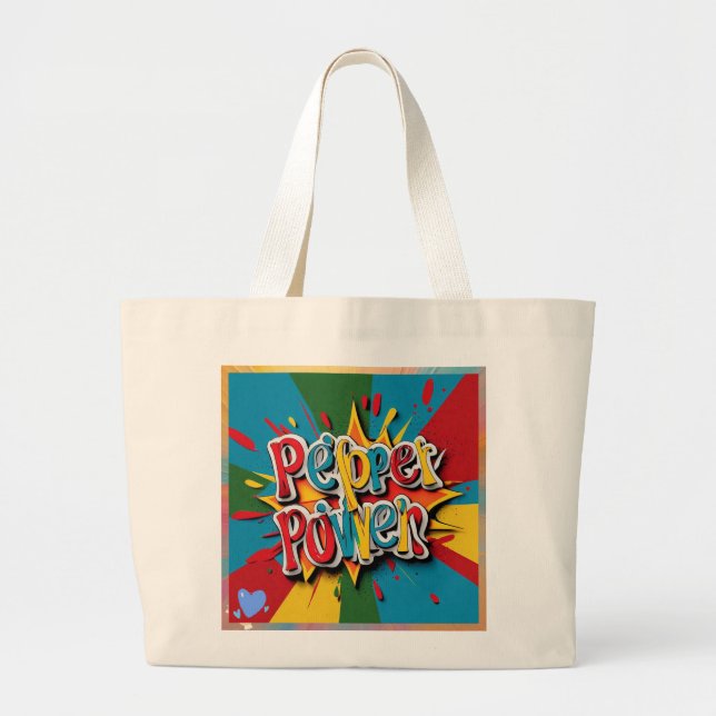 "Lively Pepper Artwork" Large Tote Bag (Front)
