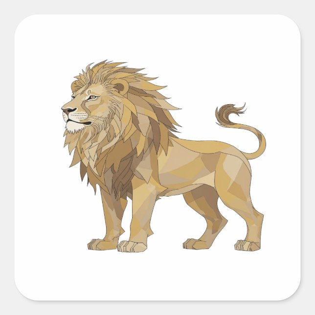 Lively Silver LION Vinyl Style Square Sticker (Front)