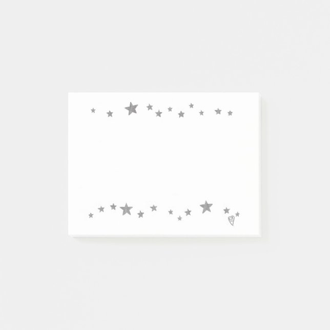 Lively Silver Stars Border Post It Notes (Front)