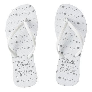 Lively Silver Stars Personalised Bride Flipflops