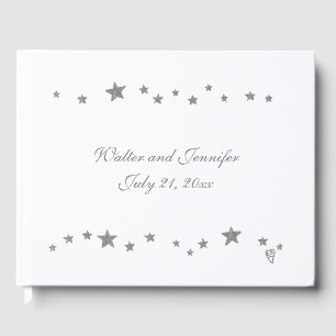 Lively Silver Stars Personalised Guest Book