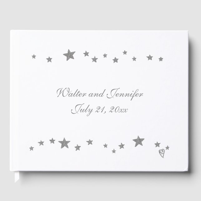 Lively Silver Stars Personalised Guest Book (Front)