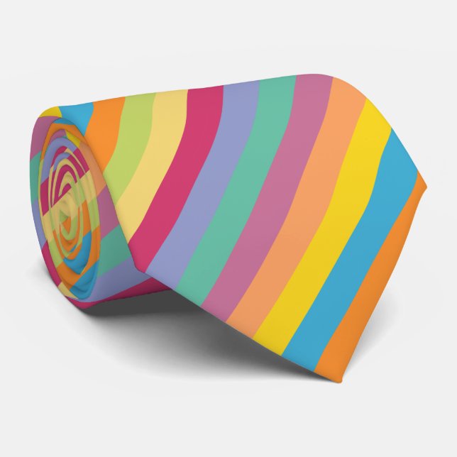 Lively Springtime Diagonal Stripes Tie (Rolled)