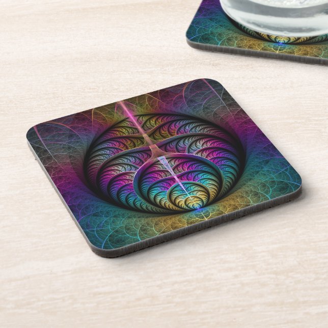 Lively Structures Colourful Abstract Fractal Art Coaster (Left Side)