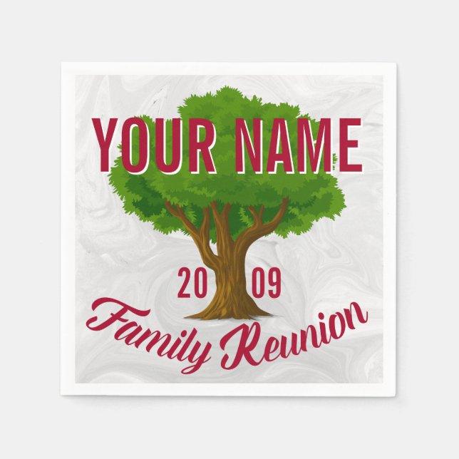 Lively Tree Personalised Family Reunion Napkin (Front)