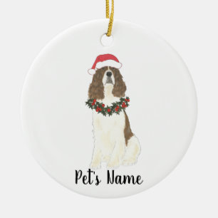 Liver and White English Springer Spaniel Christmas Ceramic Ornament