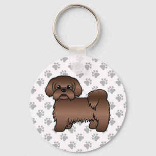 Liver Brown Shih Tzu Cute Cartoon Dog Illustration Key Ring