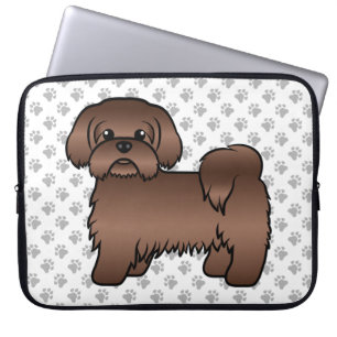 Liver Brown Shih Tzu Cute Cartoon Dog Illustration Laptop Sleeve