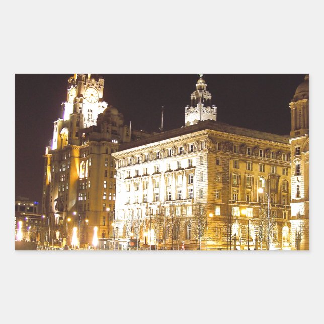 Liver Building & Canal, Liverpool UK Rectangular Sticker (Front)