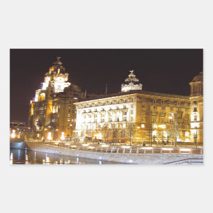 Liver Building & Canal, Liverpool UK Rectangular Sticker