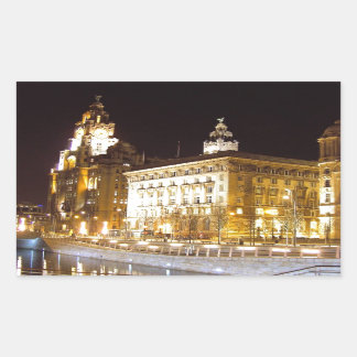 Liver Building & Canal, Liverpool UK Rectangular Sticker