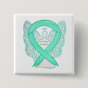 Liver Cancer Angel Jade Awareness Ribbon Art Pin