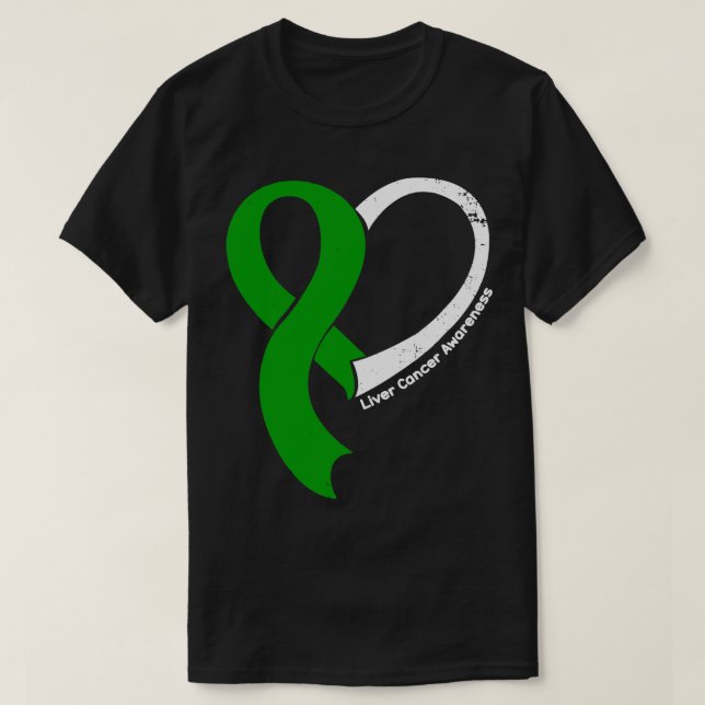 Liver Cancer Awareness Hope Love Heart Ribbon Happ T-Shirt (Design Front)
