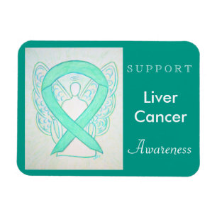 Liver Cancer Awareness Ribbon Angel Custom Magnet