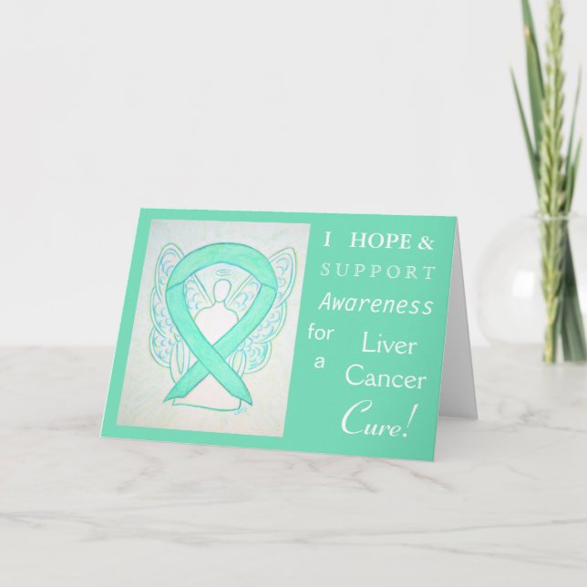 Liver Cancer Awareness Ribbon Greeting Card (Front)
