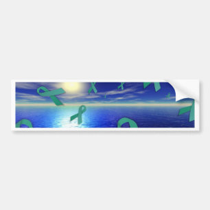 Liver Cancer Awareness Ribbons Over The Ocean Bumper Sticker