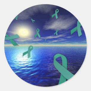 Liver Cancer Awareness Ribbons Over The Ocean Classic Round Sticker