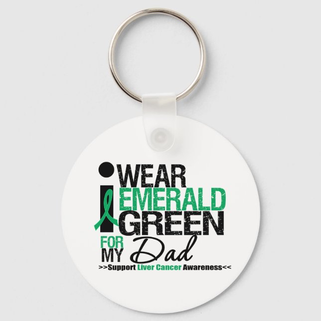 Liver Cancer Emerald Green Ribbon For My Dad Key Ring (Front)