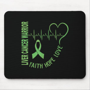 Liver Cancer Faith Hope Love Ribbon Heart Beat Mouse Pad