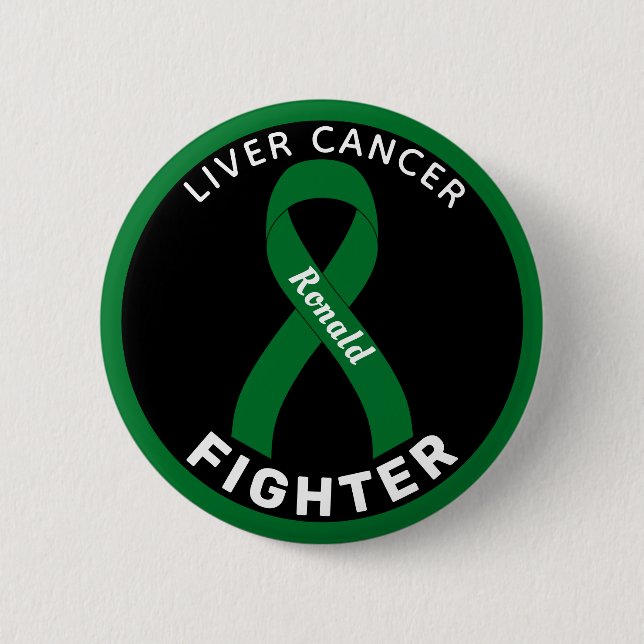Liver Cancer Fighter Ribbon Black Button (Front)