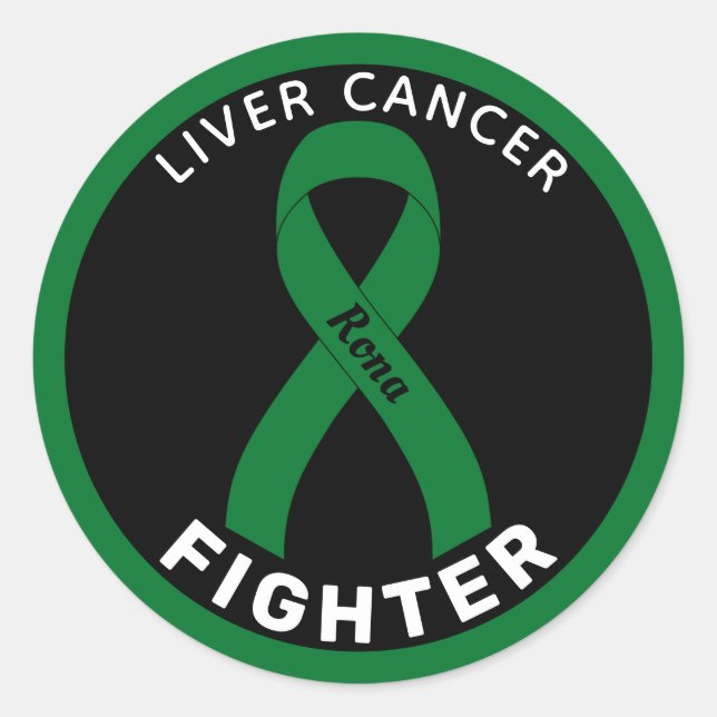 Liver Cancer Fighter Ribbon Black Round Sticker (Front)