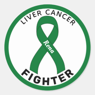 Liver Cancer Fighter Ribbon White Round Sticker