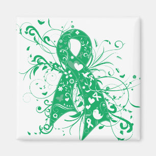 Liver Cancer Floral Swirls Ribbon Magnet