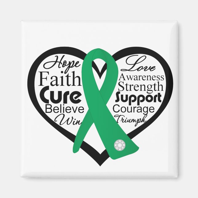 Liver Cancer Heart Ribbon Collage Magnet (Front)