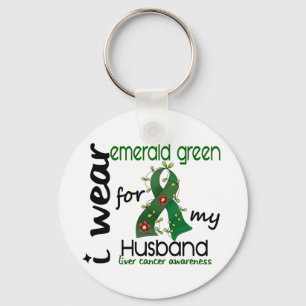 Liver Cancer I Wear Emerald Green For My Husband 4 Key Ring